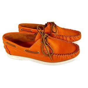 Angelo Pallotta Women’s Boat Shoes Orange Size 41 US 9.5 Leather Deck Shoes